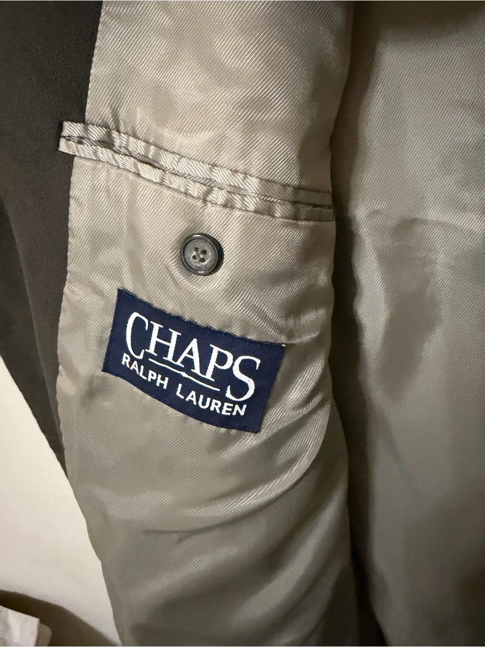 Chaps Ralph Lauren Men's Classic Dark Gray Suede-Look Blazer 46l euc green/brown